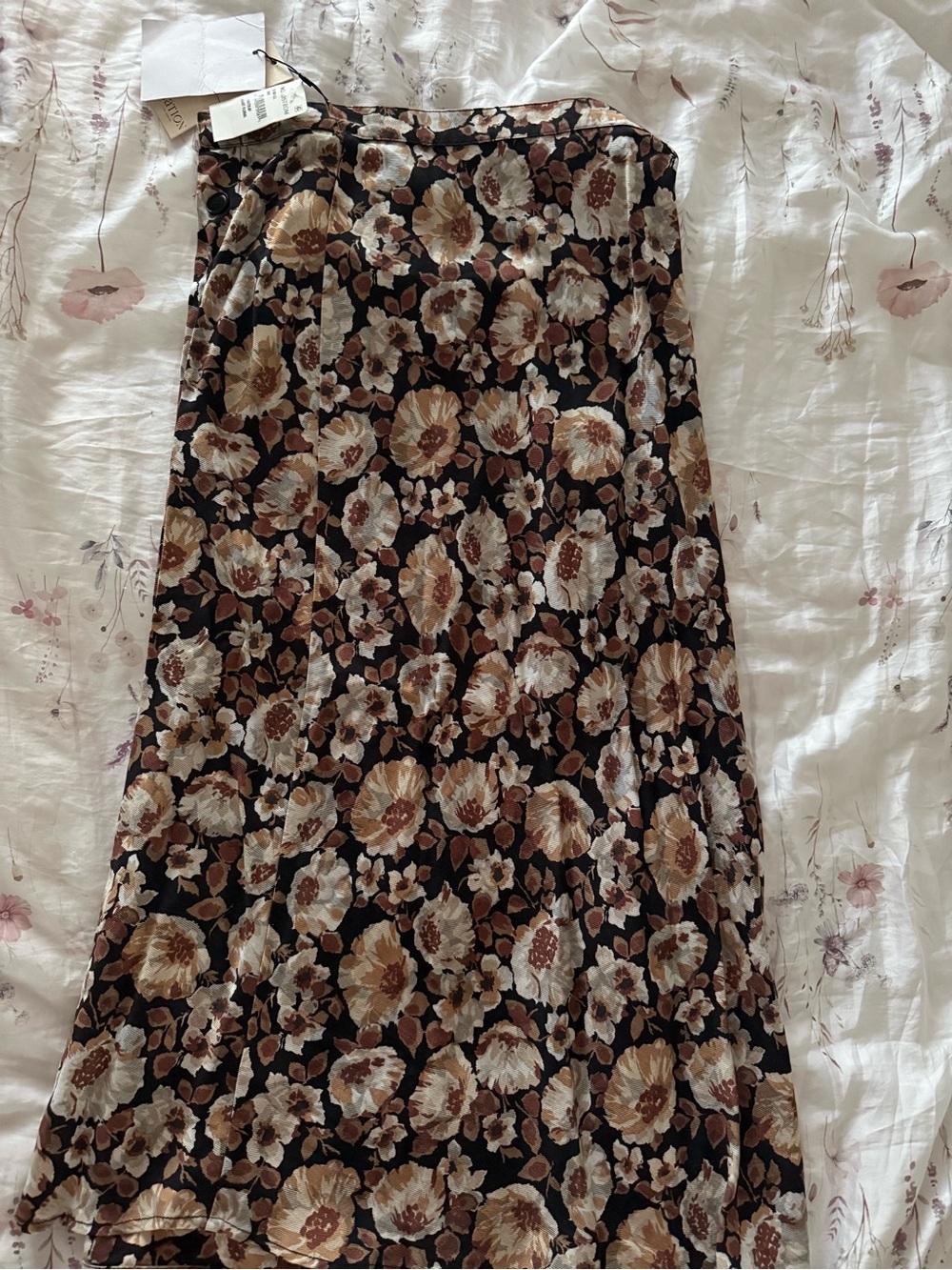 Nordstrom Floral Midi Skirt in Black, Brown and Cream